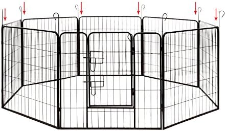 אלקו כלב מלונה לחיות מחמד לול / כבד החובה תרגיל כלוב גדר / 8 פנל / 32 על 32 סנטימטרים / שחור | דק32
